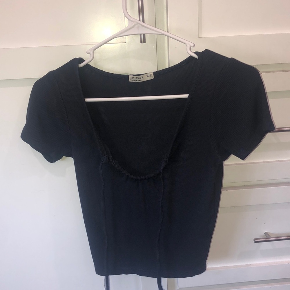 navy blue short sleeve  top